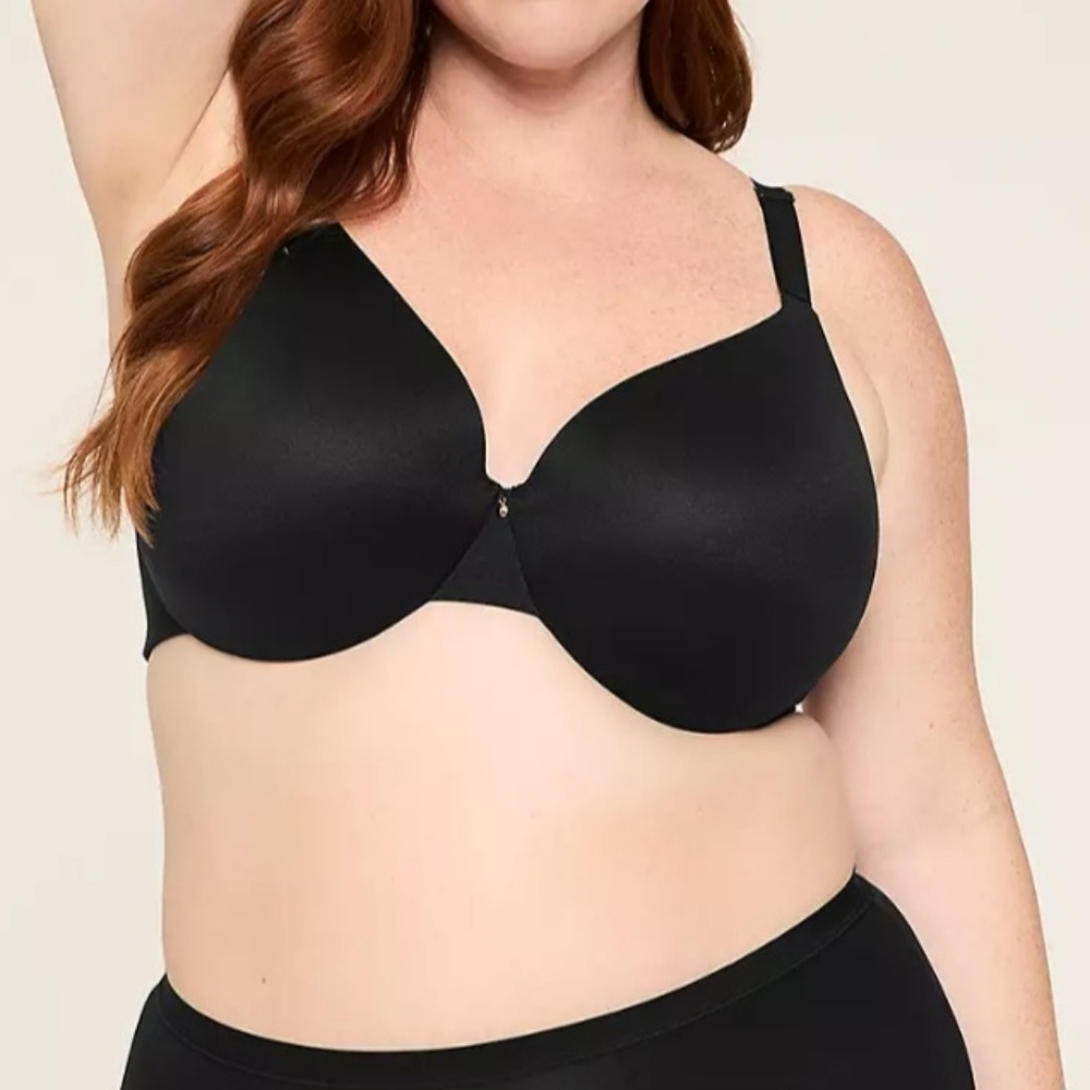 NWT 46C CACIQUE Black Invisible Backsmoother Lightly Lined Full Coverage Bra